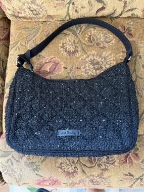 Vera Bradley Small Black Sequin Tweed Shoulder Bag